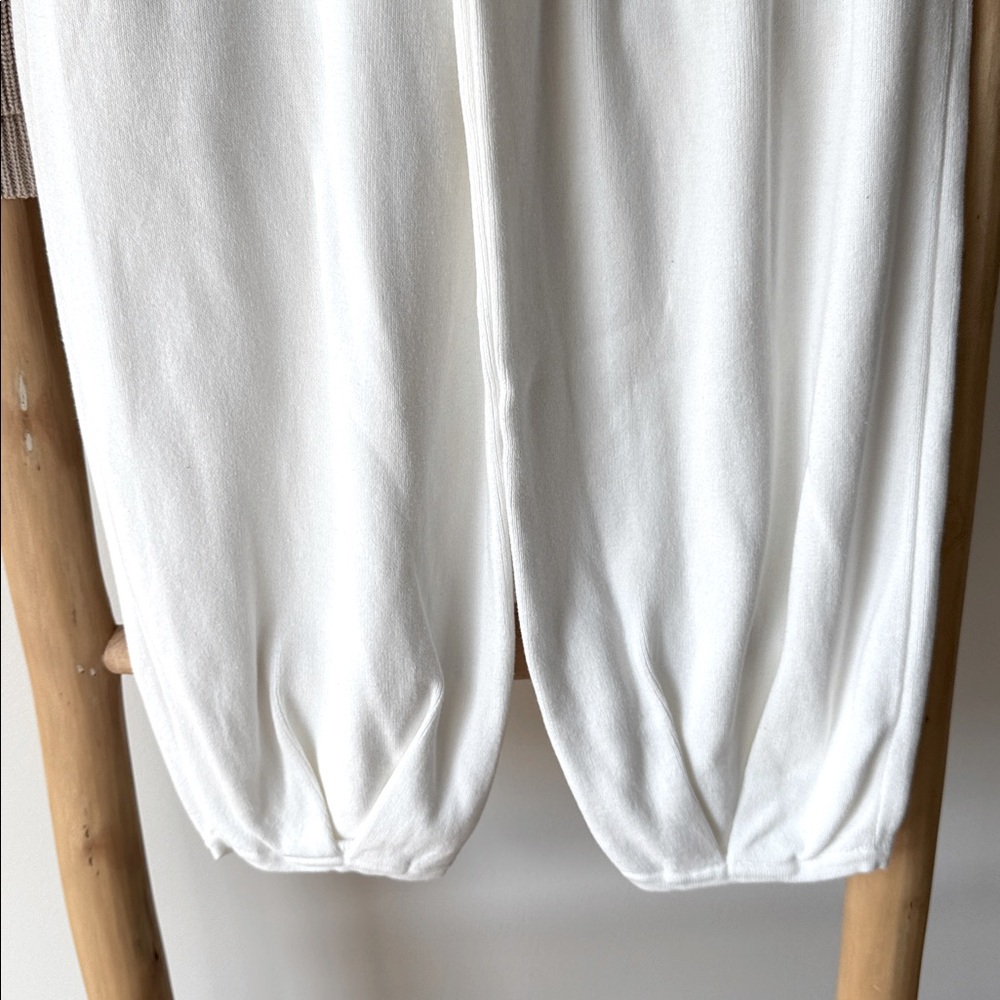 Amazon 2Pc Khaki Knit Top White High Waist Knit Jogger Pant Lounge Set M NWOT - Picture 12 of 16